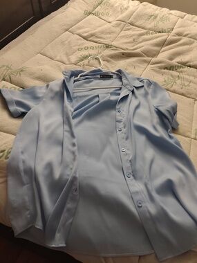 Women's Light Blue Dress Shirt – Classic Button-Up